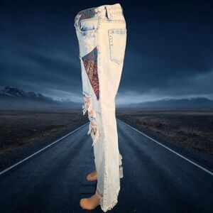 Vintage Almost Famous Patchwork Boho Distressed Jeans